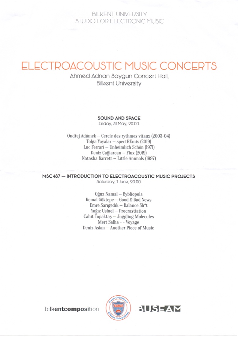Electroacoustic Music Concert, Sound and Space, program