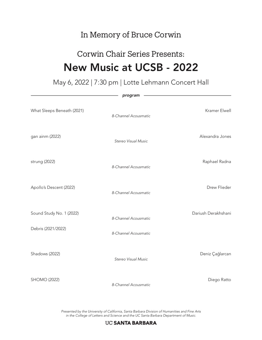 New Music at UCSB, concert program