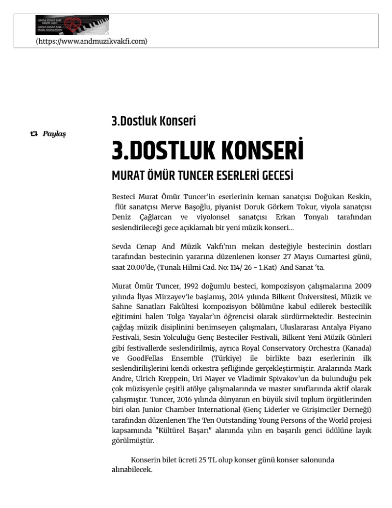 AND Müzik Vakfı page