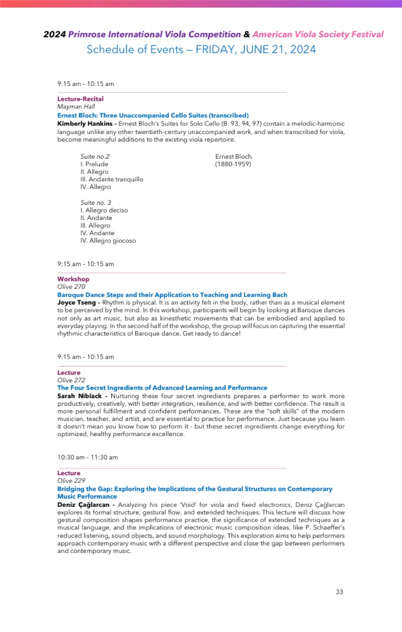American Viola Society Festival program