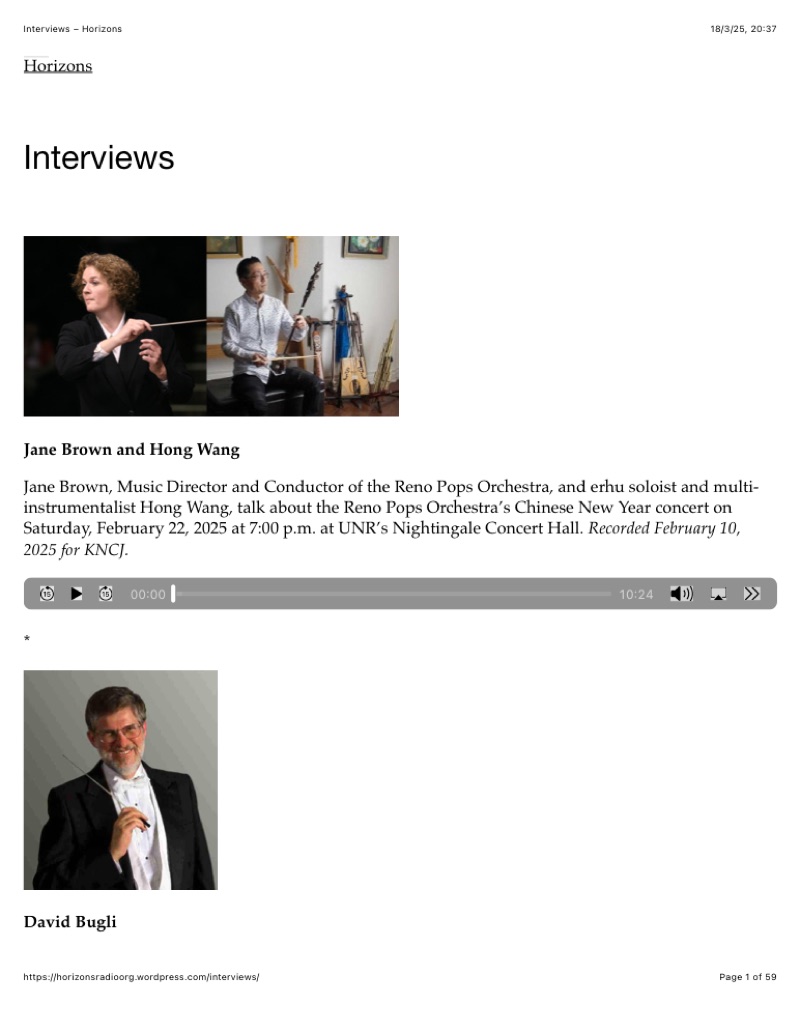 Horizons interviews page
