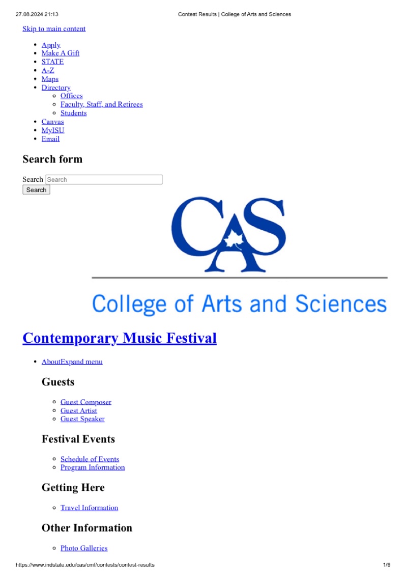 Indiana State University contest results